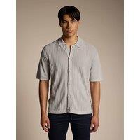 Boss Linen Cotton Blend Textured Polo Shirt Beige