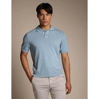 Boss Asac Regular Fit Knitted Polo Shirt Light Blue