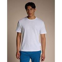 Boss Cotton Rich Waffle Crew Neck T-Shirt White