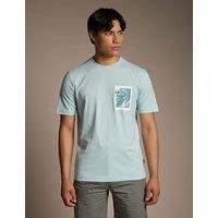 Boss Te Board Pure Cotton Graphic T-Shirt Blue