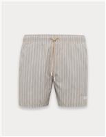 Boss Quick Dry Pocketed Striped Swim Shorts Beige