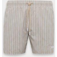 Boss Quick Dry Pocketed Striped Swim Shorts Beige