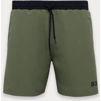Boss Quick Dry Pocketed Piped Swim Shorts Dark Green