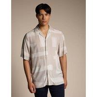 Boss Regular Fit Printed Short Sleeve Shirt Beige