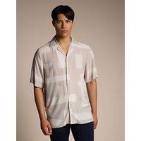 Boss Regular Fit Printed Short Sleeve Shirt Beige