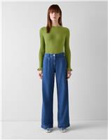 Wool Blend Textured Fitted Jumper