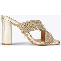 Carvela Metallic Embellished Block Heel Mules Gold