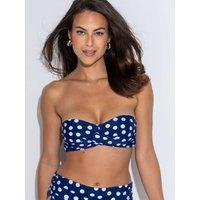 Pour Moi Santa Monica Polka Dot Print Non Wired Strapless Bandeau Top Navy Mix