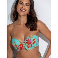 Pour Moi Heatwave Floral Padded Bandeau Bikini Top (B-F) Aqua Mix