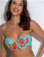 Pour Moi Heatwave Floral Padded Bandeau Bikini Top (B-F) Aqua Mix