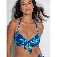 Pour Moi Palermo Floral Wired Tie Detail Plunge Bikini Top (B-G) Navy Mix