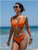 Algarve Textured Ring Detail High Leg Bikini Bottoms