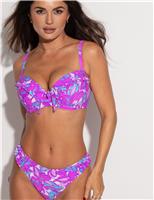 Pour Moi Ocean Breeze Leaf Print Bikini Bottoms Purple Mix