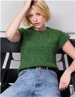 Pure Wool Cable Knit Short Sleeve Jumper