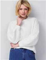 Applique Crew Neck Jumper with Alpaca