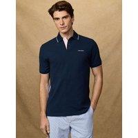 Hackett Pure Cotton Tipped Striped Polo Shirt Navy Mix