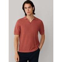 Hackett Pure Cotton Open Neck Knitted Polo Shirt Dark Red
