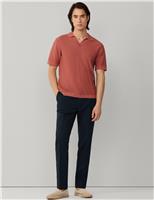 Hackett Pure Cotton Open Neck Knitted Polo Shirt Dark Red