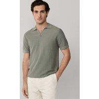 Hackett Pure Cotton Open Neck Knitted Polo Shirt Green