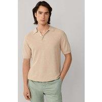 Hackett Cotton Rich Knitted Polo Shirt with Cashmere Beige