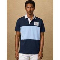 Hackett Pure Cotton Short Sleeve Rugby Shirt Navy Mix