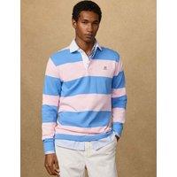 Hackett Pure Cotton Striped Long Sleeve Rugby Shirt Pink Mix