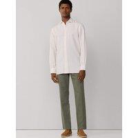 Hackett Tailored Fit Cotton Rich Striped Shirt Orange Mix