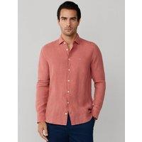 Hackett Slim Fit Pure Linen Shirt Dark Red