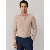 Hackett Slim Fit Pure Linen Shirt Beige