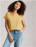 Pure Cotton Textured Notch Neck T-Shirt