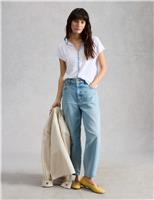 Pure Cotton Embroidered Notch Neck T-Shirt