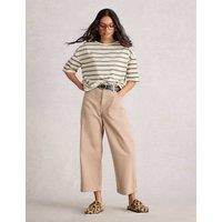 White Stuff Pure Cotton Striped T-Shirt White Mix