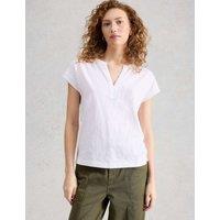White Stuff Pure Cotton Nina Notch Neck T-Shirt White