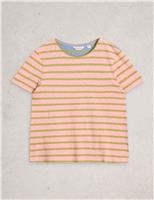 White Stuff Pure Cotton Striped T-Shirt Pink Mix