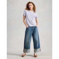 White Stuff Pure Cotton Striped T-Shirt White Mix