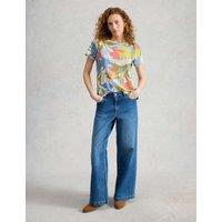 White Stuff Pure Cotton Abstract Heart Print T-Shirt White Mix