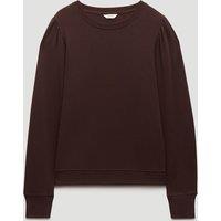 HUSH Emily Puff Sleeve Cotton Jersey Top Dark Brown