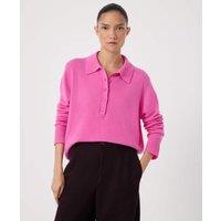 HUSH Cashmere Rich Collared Polo Jumper Pink Magenta
