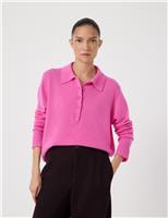 HUSH Cashmere Rich Collared Polo Jumper Pink Magenta