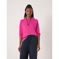 HUSH Matilda Pure Cotton Crew Neck Top Pink Magenta