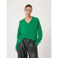 HUSH Cashmere Rich V-Neck Jumper Green