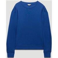 HUSH Emily Puff Sleeve Cotton Jersey Top Mid Blue