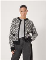 Jacquard Edge to Edge Cardigan with Wool
