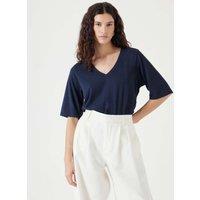 HUSH Cotton Rich V-Neck T-Shirt Dark Navy