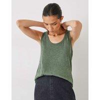 HUSH Pure Cotton Scoop Neck Vest Khaki
