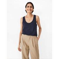 HUSH Pure Cotton Scoop Neck Vest Navy