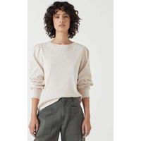 HUSH Emily Puff Sleeve Cotton Jersey Top Beige