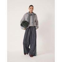 HUSH Striped Wide Leg Trousers Navy Mix