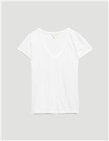 HUSH Pure Cotton Textured V-Neck T-Shirt Black