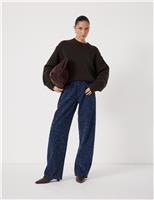 Textured Mid Rise Straight Leg Jeans